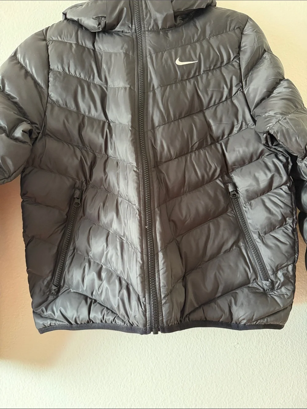Nike Black Quilted Hooded Down-Style Jacket